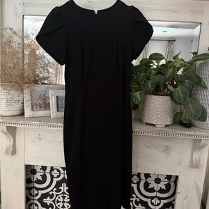 Calvin Klein Black Midi Puff-Sleeve Dress